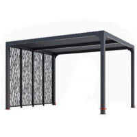 Pérgola bioclimática de aluminio 360x300 con 4 paneles Mashrabiyya