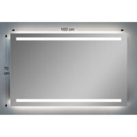 Espejo de pared rectangular 100x70 cm grosor 4 mm retroiluminado con LED