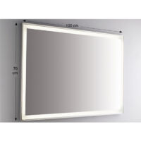 Espejo de pared retroiluminado LED rectangular 100x70 cm grosor 4 mm color cromo brillante