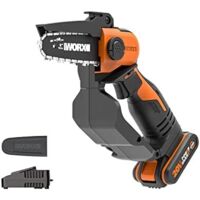 Motosierra podadora inalámbrica Worx WG324E de 20 V con barra de 12 cm y batería de 2 Ah para podar ramas.