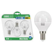 Bombillas LED mini-globo E14 8 W cálido – 470 lm – 3 unidades – Ecolight