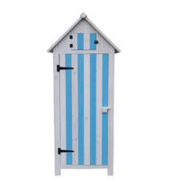 ARM0805RBB Armario de jardín Foresta de madera de abeto azul y blanco, 65 x 44 cm, 3 estantes, impermeable, techo alquitranado