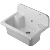 Lavabo de pared para exterior de 56 x 37 cm – Mármol – Lavabo de doble cara – Jardín y garaje – Kit de montaje y desagüe – Negrari