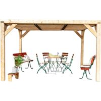 Pérgola de jardín de abeto Douglas de 340 x 312 cm – Cenador con techo móvil ventilado – Postes de 120 x 120 mm – VTDO3431T Foresta