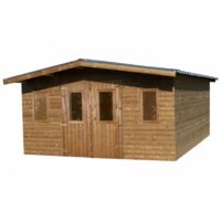 Caseta de jardín de madera 400x400 cm – Madera tratada térmicamente 28 mm – Techo galvanizado – THA4040.02T Foresta