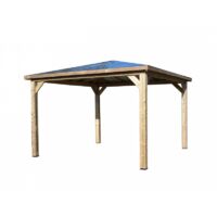 Cenador de jardín con piscina de madera tratada térmicamente 379x379 cm – Techo de paneles ACP – Sin paredes – THB3535.0 Foresta