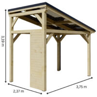 Cochera con sistema fotovoltaico de 3,49 x 2,13 m – madera natural con 4 paneles solares de 2 kW – WT3521 Foresta