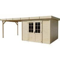 Caseta de jardín de madera 280x280 cm con leñera – Espesor de pared 28 mm – Techo de acero galvanizado – Ventanas de cristal – SLX3030B Foresta