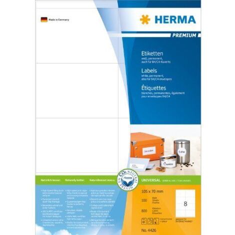 Universaletikett PREMIUM 105 x 70 mm (B x H) nicht wieder ablösbar Papier weiß 800 Etik./Pack. (1/5)