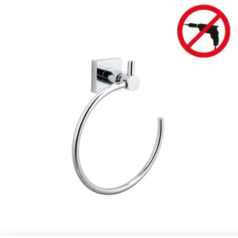 Tesa Hukk Handtuchring, Metall verchromt, einfache Anbringung ohne Bohren (40254-00000-00) (1/5)