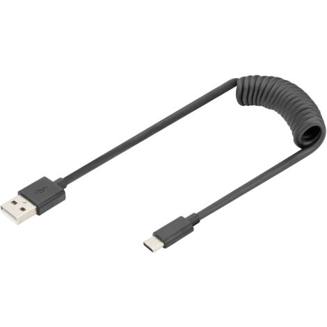 Digitus USB-Kabel  USB 2.0 USB-A Stecker, USB-C® Stecker 1.00 m Schwarz beidseitig verwendbarer Stec (1/3)