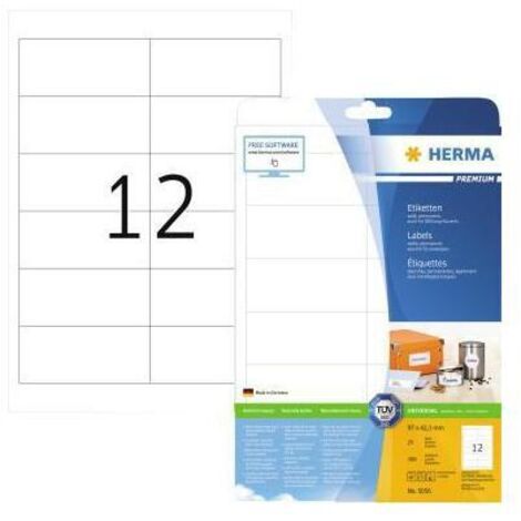 Universaletikett PREMIUM 97 x 42,3 mm (B x H) nicht wieder ablösbar Papier weiß 300 Etik./Pack. (1/4)