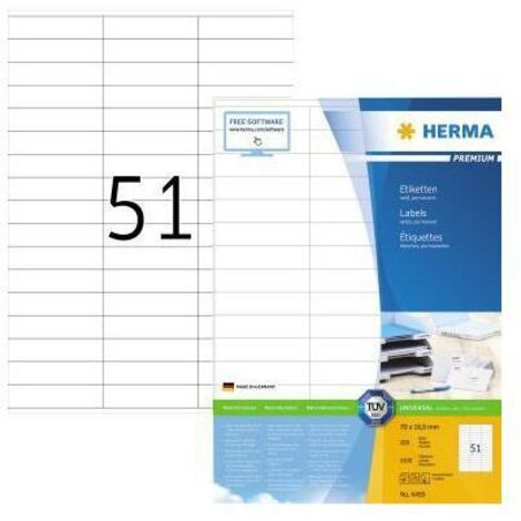 Universaletikett PREMIUM 70 x 16,9 mm (B x H) nicht wieder ablösbar Papier weiß 5.100 Etik./Pack. (1/4)
