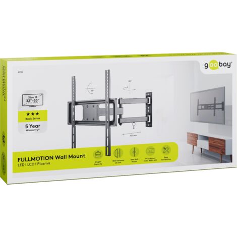 TV-Wandhalterung Basic FULLMOTION (M), Halterung für Fernseher von 32 bis 55 Zoll (81-140 cm), vollbeweglich (schwenkbar und neigbar) bis 35 kg.