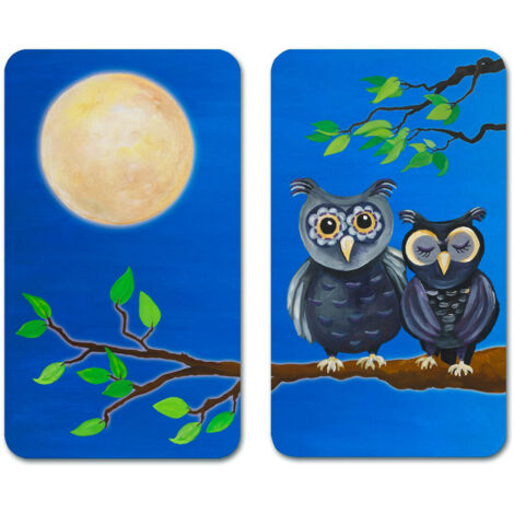 ABDECKPLATTE MOTIVPLATTE HERDABDECKPLATTEN GLAS EULEN GLASPLATTE 2 Stück WENKO