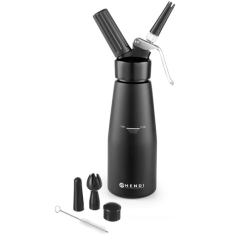 HENDI Sahnespender Kitchen Line, schwarz, Kitchen Line, 0,5L, Schwarz, ⌀80x(H)260mm