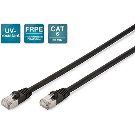 Digitus DK-1644-030/BL-OD RJ45 Netzwerkkabel, Patchkabel CAT 6 S/FTP 3.00 m Schwarz UV-Beständig, ve (1/3)
