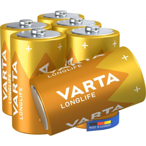 Varta LONGLIFE D 6er-Set Alkali-Mangan-Batterien 1.5V 15800mAh – Für Fernbedienungen, Rauchmelder, Wanduhren – Hohe Leistung (1/4)