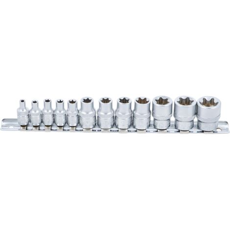BGS Steckschlüssel-Einsatz-Satz E-Profil Antrieb Innenvierkant 6,3 mm (1/4&quot) / 10 mm (3/8&quot) SW E4 - E20 12tlg. - 2038 (1/4)