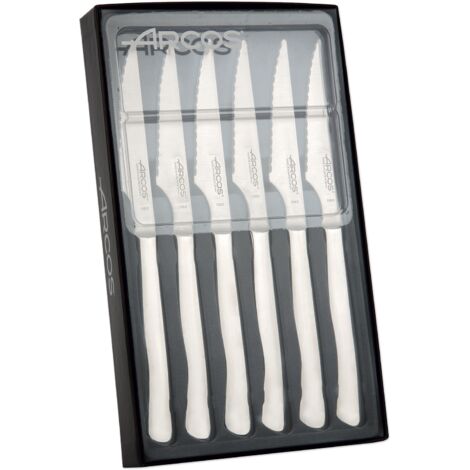 Messerset Lenden  Arcos de Mesa 378000 Monoblock aus einem Stück Edelstahl, Klinge 10 cm im Etui 6 Stück