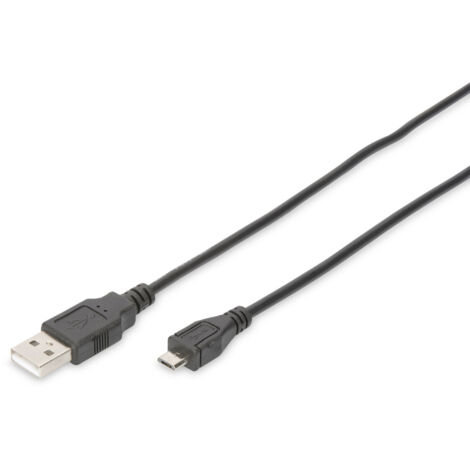 Digitus USB-Kabel  USB 2.0 USB-A Stecker, USB-Micro-B Stecker 1.80 m Schwarz Rund, doppelt geschirmt (1/2)