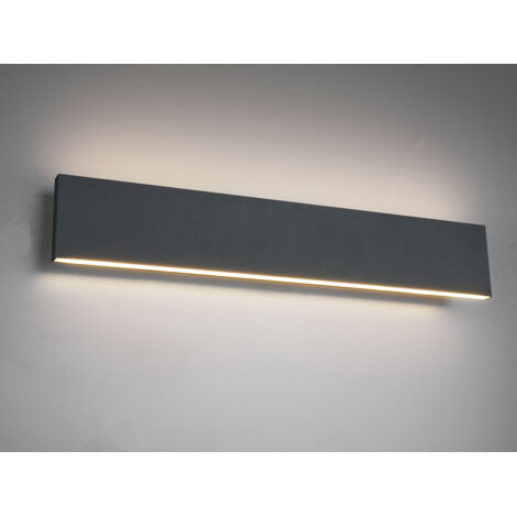 Flache LED Wandleuchte CONCHA Up and Down Anthrazit - 3 Stufen Dimmer, B: 47cm