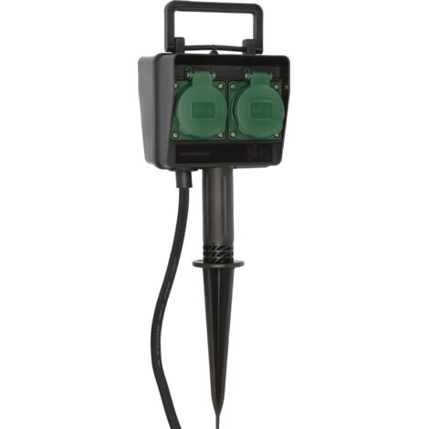 Brennenstuhl 1154450 Gartensteckdose 4fach Schwarz, Grün mit Erdspieß