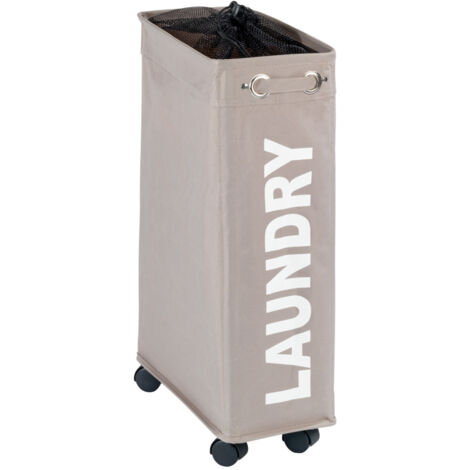 WENKO Wäschesammler Corno Taupe, Wäschekorb, 43 l, Taupe, Polyester taupe, Polypropylen schwarz, Fiberglas schwarz