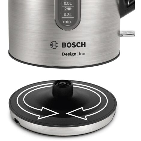 Bosch DesignLine TWK4P440, Wasserkocher ,edelstahl/schwarz, 1,7 Liter