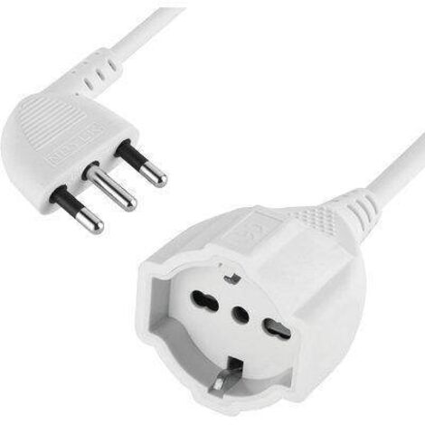 Electraline 90-grad-stecker verlängerung 3 meter 3g1.5 weiß - 46106