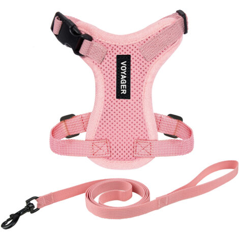 Voyager Step-in Lock Katzengeschirr und reflektierende Katzenleine mit Neoprengriff by Best Pet Supplies - Unterstützt kleine, mittelgroße und große Katzenrassen, Rosa, size XXXS - 1,5 m