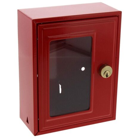 Burg-W Notschlüsselbox rot lackiert 6160 mit Glasscheibe, ohne Hammer