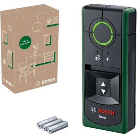 Bosch Ortungsgerät Truvo der 2. Generation (einfache Ein-Knopf-Bedienung, einfaches Orten von stromführenden Kabeln und Metallobjekten, Wandscanner bis 70mm, im E-Commerce Karton)