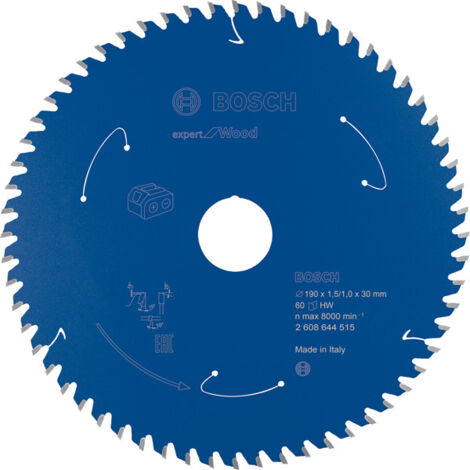 Bosch Kreissägeblatt Expert for Wood für Akku-Handkreissägen 190 x 1,5 x 30 mm 60 - 2608644515