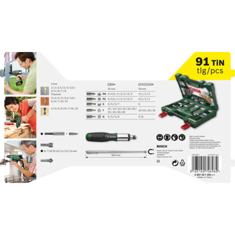 Bosch Accessories 2607017195 V-Line TiN 91teilig Universal-Bohrersortiment