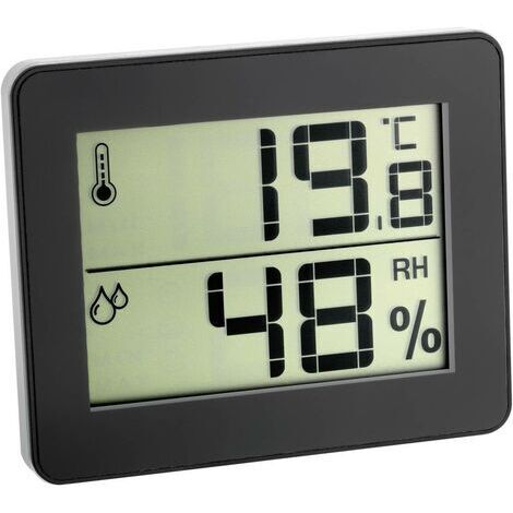 Thermo-/Hygrometer für Innenräume – Kontrolle von Temperatur und Luftfeuchtigkeit – Wandmontage – Schwarz – Tfa Dostmann (1/5)