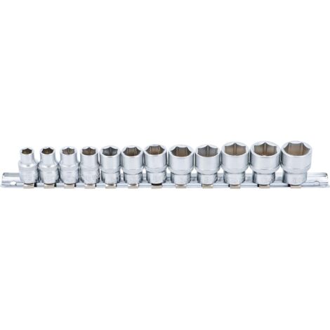 BGS Steckschlüssel-Einsatz-Satz Sechskant Antrieb Innenvierkant 10 mm (3/8") SW 8 - 19 mm 12tlg. - 9104 (1/4)