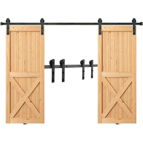 VEVOR 244cm Schiebetürbeschlag I-förmig Schiebetürsystem mit 2-teiligen Schienen 150kg Tragfähigkeit Laufschiene Ideal für Schiebetüren mit Türstärke von 32-45mm, Türbreite von 1,12-1,32m (1/5)