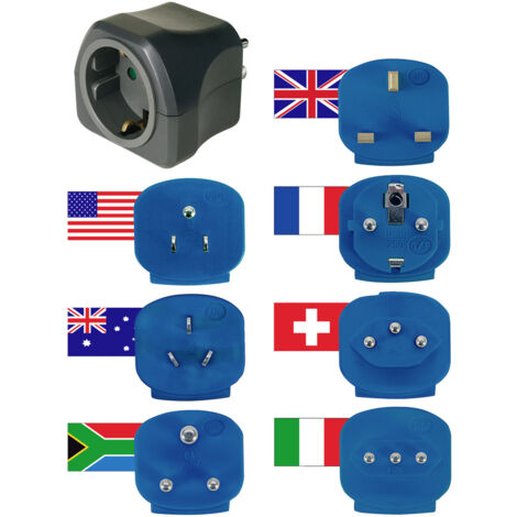Brennenstuhl Weltreisestecker-7 Adapter mit 10 A Sicherung