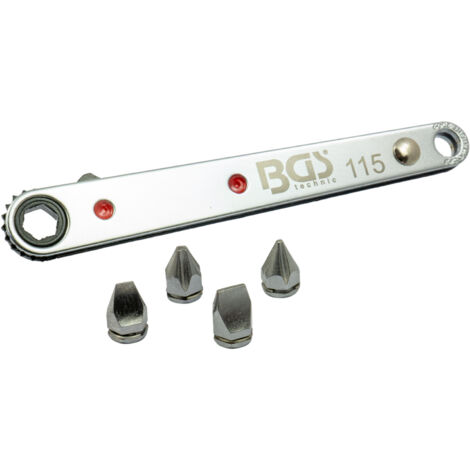 BGS Spezial-Bitknarre ultra dünn Abtrieb Innensechskant 6,3 mm (1/4") inkl. 4 Spezial-Bits - 115