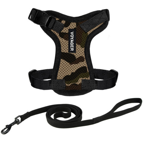 Voyager Step-in Lock Katzengeschirr und reflektierende Katzenleine mit Neoprengriff by Best Pet Supplies - Unterstützt kleine, mittelgroße und große Katzenrassen, Armee, size XXS - 1,5 m
