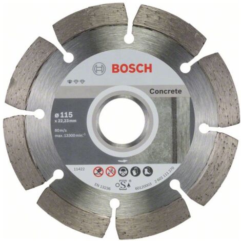 Bosch Diamanttrennscheibe Standard for Concrete, 115 x 22,23 x 1,6 x 10 mm, 10er-Pack