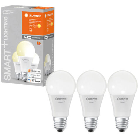 LEDVANCE LED-Lampe SMART+ WiFi Classic, A60, E27, EEK: F, 9,5 W, 1055 lm, 2700 K, Smart, 3 Stück (1/5)