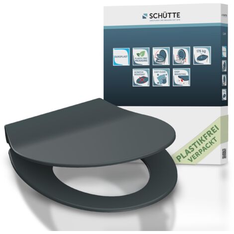 SCHÜTTE WC-Sitz aus Duroplast mit Absenkautomatik und Schnellverschluss Toilettendeckel Uni Klodeckel Einfarbig 82704