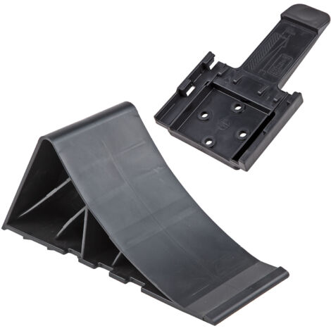 PVC-Unterlegkeil schwarz mit Halter Bremskeil Hemmschuh Radkeil Anhänger Keil