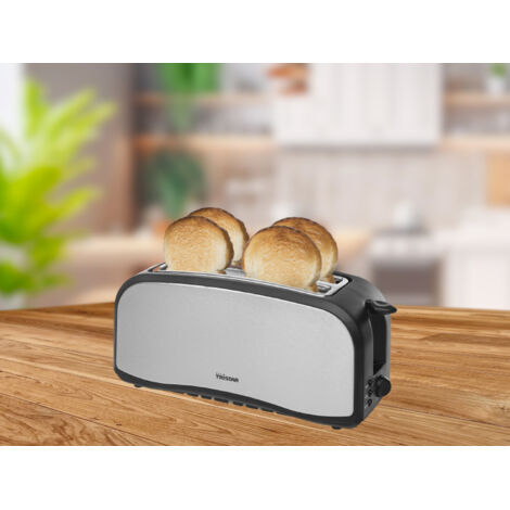 Langschlitztoaster Edelstahl 6 Stufen, Automatische Abschaltung 1400 Watt (1/5)