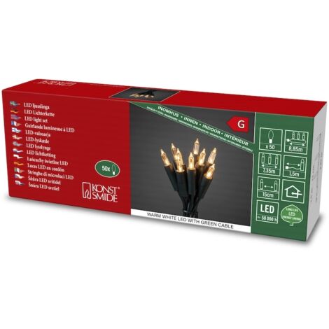 KONSTSMIDE 6303-100 LED Mini Lichterkette 50 Warmweiße Dioden 230V Grünes Kabel (1/3)