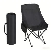 HAUSPROFI Klappstuhl 61x43x92cm, Schwarz, mit Becherhalter, Tragetasche, Belastbarkeit bis 120 kg, für Outdoor, Festival, Freizeit, Garten, Angelstuhl