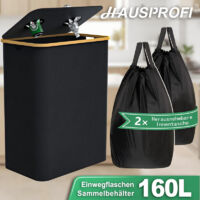 Contenitore per Raccolta Bottiglie HAUSPROFI 160L con Coperchio e 1/2 Borse Trasportabili Rimovibili, Ampio Contenitore per Bottiglie Restituibili, Contenitore per Bottiglie Vuote e Vetro da Riciclare