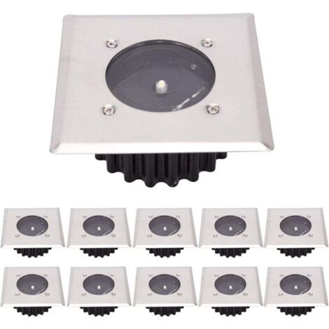 LED-Solar-Bodenleuchten, 10er-Pack, Außenbeleuchtung, Straßenbeleuchtung, Untergrundbeleuchtung, IP65 wasserdicht (Kaltweiß) [Energieklasse A+]